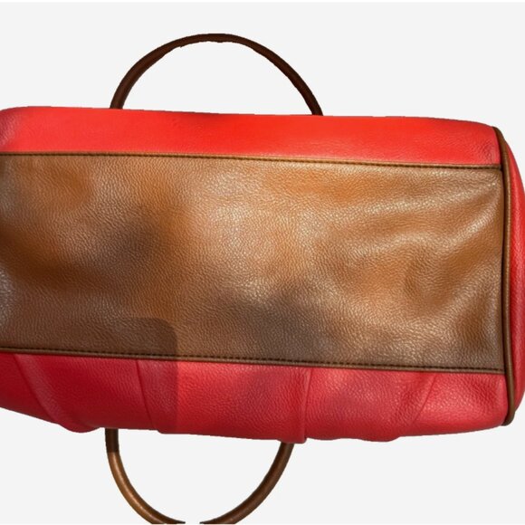 Nine West Orange Satchel Purse Brown Handles EUC - Picture 6 of 7